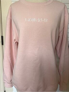 Embroidered Scripture Pink Crewneck Sweatshirt